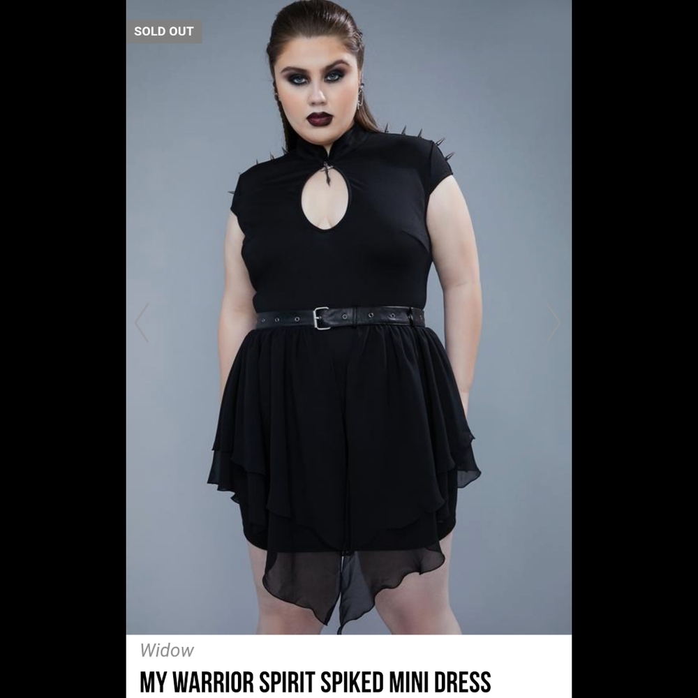 NWT - SOLD OUT - Widow - MY WARRIOR SPIRIT SPIKED MINI DRESS